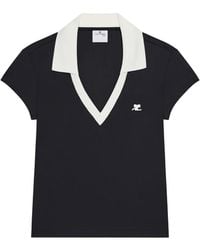 Courreges - V-Neck Cropped T-Shirt - Lyst