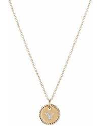 David Yurman - 18Kt Initial Y Diamond Charm Necklace - Lyst