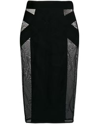 Murmur Sheer Pencil Skirt - Black