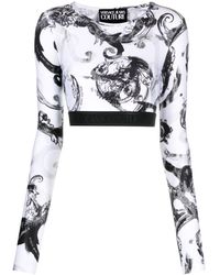 Versace - Watercolour Couture-print Crop Top - Lyst