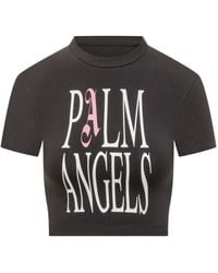 Palm Angels - Cropped T-Shirt Met Logoprint - Lyst