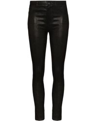 PAIGE - Hoxton Leather Skinny Trousers - Lyst