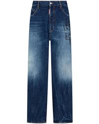 DSquared² - Icon-Print High-Rise Straight-Leg Jeans - Lyst