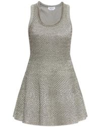 McQueen - Robe Courte En Maille Métallisée Bordée D'Une Chaîne - Lyst