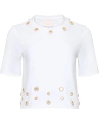 Cinq À Sept - Bessy T-Shirt Verfraaid Met Gehaakte Details - Lyst