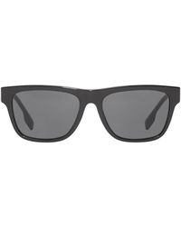 Burberry Eckige Sonnenbrille mit Logo - Schwarz