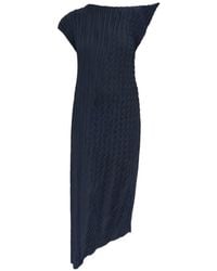 Issey Miyake - Asymmetric Pleated Midi Dress - Lyst