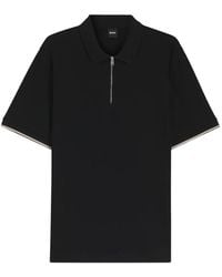 BOSS - Cotton-Piqué Polo Shirt With Zip Neck - Lyst