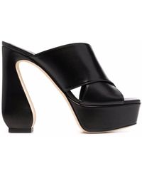 SI ROSSI - 90mm Platform Leather Mules - Lyst