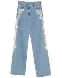 forte_forte - Lace-Appliqué Jeans - Lyst