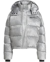 KARL LAGERFELD - Cropped Shiny Puffer Jacket - Lyst