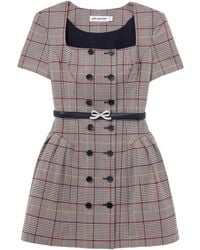 Self-Portrait - Checked Short Sleeve Mini Dress - Lyst