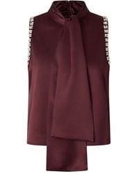 Pinko - Tie-Neck Satin Blouse - Lyst