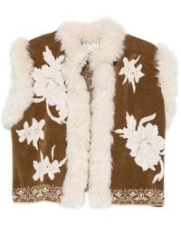 forte_forte - Veste À Fleurs En Intarsia Et Finitions En Peau Lainée - Lyst