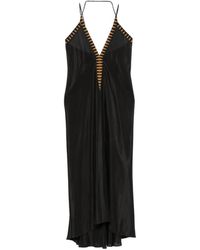 VOLANTIS - V-Neck Midi Dress - Lyst