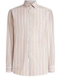Etro - Striped Pegaso-Embroidered Shirt - Lyst