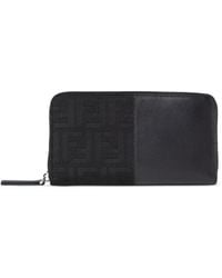 Fendi - Zwarte Portemonnee Met Ff-Jacquard En Rits - Lyst