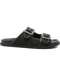 Gucci - ダブルバックル レザーサンダル - Lyst