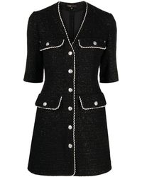 Maje - Two-tone Buttoned Tweed Minidress - Lyst