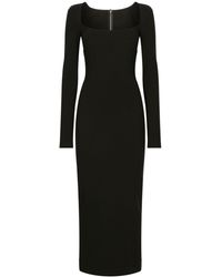 Dolce & Gabbana - Long-sleeve Square-neck Midi Dress - Lyst