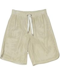 Brunello Cucinelli - Perforated Leather Bermuda Shorts - Lyst