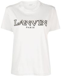 Lanvin - T-Shirt mit Logo-Stickerei - Lyst