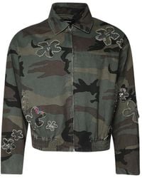 NAHMIAS - Veste Bomber À Patch Floral Ornée De Cristaux - Lyst