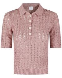 Eleventy - Lochstrick-Poloshirt Mit Pailletten - Lyst