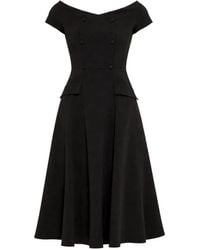 Nissa - A-Line Button Crepe Dress - Lyst