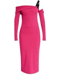 Versace Jeans Couture - Off-Shoulder Midi-Jurk Met Gesp - Lyst