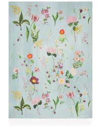 Oscar de la Renta - Botanical-Print Frayed Scarf - Lyst