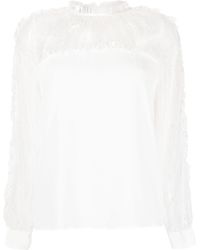 Pinko - Chantilly-lace Long-sleeved Blouse - Lyst