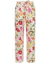 KENZO - Pantalon En Soie À Fleurs - Lyst