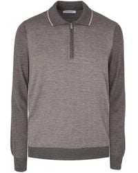Gran Sasso - Herringbone-Knit Half-Zip Sweater - Lyst