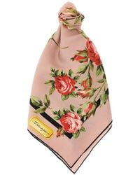 Dolce & Gabbana - Rose Bouquet-Print Silk Twill Scarf - Lyst