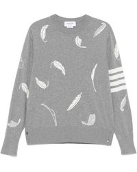 Thom Browne - Feather-Intarsia Cotton Sweater - Lyst