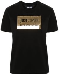 Just Cavalli - Katoenen T-shirt Met Metallic-logo - Lyst