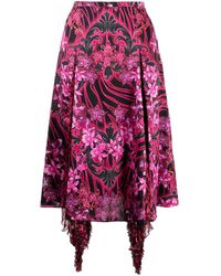 Versace - Orchid Barocco-print Asymmetric Silk Skirt - Lyst