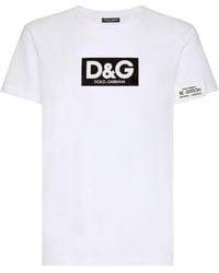 Dolce & Gabbana - T-shirt en coton à patch logo - Lyst
