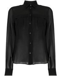 Aspesi - Blouse En Soie À Effet De Transparence - Lyst