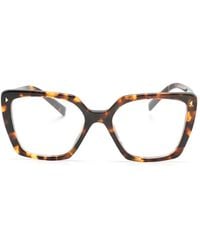 Prada - Square-Frame Tortoiseshell-Effect Glasses - Lyst