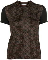 Moschino - Geripptes T-Shirt aus Logo-Jacquard - Lyst