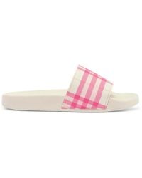 Burberry - Pantoletten Mit Check - Lyst