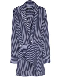 Ssheena - Poplin Striped Asymmetric Mini Dress - Lyst