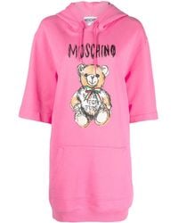 Moschino - Mini-jurk Van Biologisch Katoen Met Teddybeerprint - Lyst