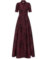 Rebecca Vallance - Arlette Belted Floral Short-Sleeve Maxi Dress - Lyst