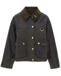 Barbour - Spey Tartan-Collar Waxed Jacket - Lyst