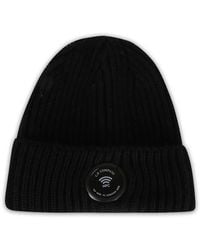 C.P. Company - Ribbed-Knit Logo-Patch Beanie Hat - Lyst