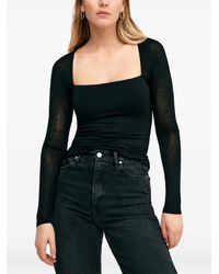 MARCELLA - Lonnie Square-Neck Sheer-Sleeve Top - Lyst