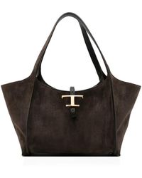 Tod's - Small T-Timeless Suede Tote Bag - Lyst